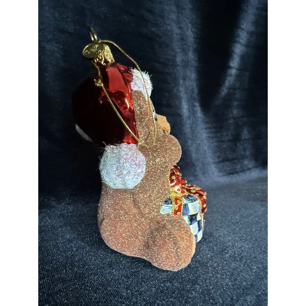 MACKENZIE CHILDS RARE 2018 Ted The Bear Glass Ornament Teddy Gift Courtly‎ Check